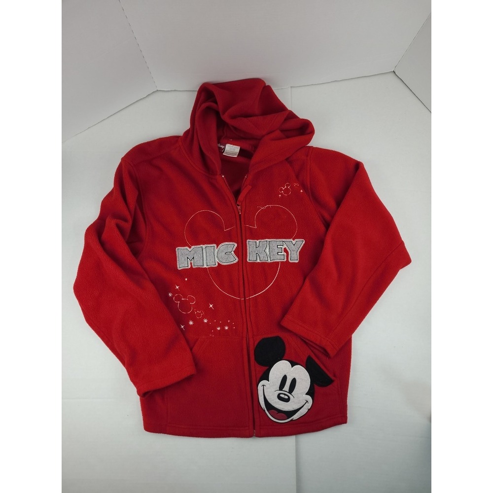 Disney Mickey Mouse Women's LARGE Fleece Full Zip Up Hoodie Embroidered‎ Logo